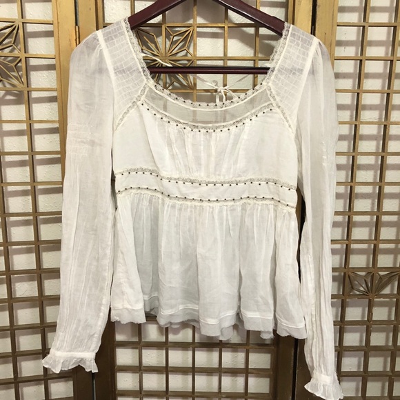 Free People Tops - Free People Boho Romantic Ivory Lace Empire Top XS